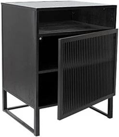 FURUIWUFENG Nightstand Bedside Tables With 3 Storage, Nightstand Pull The Glass Cabinet Door MDF Board End Table For Bedroom Living Room End Table (Color : Black, Size : Door Left) -Safavieh Furniture 41fEdnu9jOS. AC