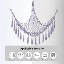 D-GROEE Stuffed Animal Toy Hammock Storage Hammock With Tassel Handmade Cotton Rope Corner Hanging Stuffed Animal Toy Organizer Net Bag Home Decor Purple -Safavieh Furniture 41fHCCPic8L