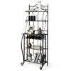 GOFLAME Kitchen Baker’s Rack, 5-Tier Freestanding Microwave Oven Stand With Wide Countertop, 4 Open Mesh Shelves, Multipurpose Metal Utility Storage Shelf For Kitchen, Dining Room, Living Room