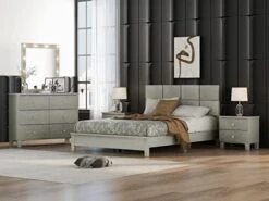 Champagne Silver 3 Pieces Bedroom Furniture Set Size, Dresser, Night Stand, Easy Assemble, Queen Bed+2 NightstandS 25 Champagne Silver 3 Pieces Bedroom Furniture Set Size, Dresser, Night Stand, Easy Assemble, Queen Bed+2 NightstandS -Safavieh Furniture 41fObHwSqhL. AC