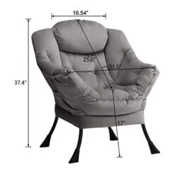 AcozyHom Modern Large Cotton Fabric Lazy Chair,Accent Contemporary Lounge Chair, Single Steel Frame Leisure Sofa Chair With Armrests And A Side Pocket, Smoky Grey 15 AcozyHom Modern Large Cotton Fabric Lazy Chair,Accent Contemporary Lounge Chair, Single Steel Frame Leisure Sofa Chair With Armrests And A Side Pocket, Smoky Grey -Safavieh Furniture 41fPEEDyR8L