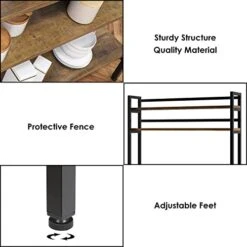 HITHOS Industrial 5-Tier Kitchen Bakers Rack With Hutch, Microwave Oven Stand With Shelves, Kitchen Hutch With Storage, Coffee Bar For Living Room, Utility Storage Shelf For Home Office, Rustic Brown -Safavieh Furniture 41fS15V3JcL