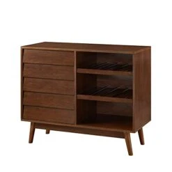 Walker Edison Mid-Century Modern Wood Kitchen Buffet Sideboard With Bottle Storage-Entryway Serving Wine Storage Doors-Dining Room Console, 36 Inch, Walnut -Safavieh Furniture 41fYw1Q7S3L