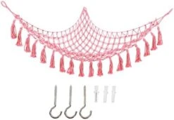 Stuffed Animal Hammock, Woven Triangle Wooden Bead Tassel Toys Storage Hammock Plush Toy Organizer Mesh With Hooks Hanging Stuffed Animal Storage Net For Home, Nursery, Preschool(Blue And Yellow) -Safavieh Furniture 41fdSrFVldL. AC