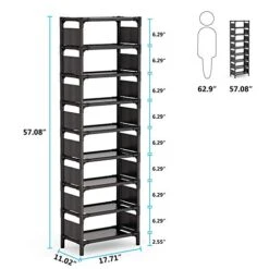 Tribesigns Vertical Shoe Rack, 9 Tiers Narrow Shoe Shelf 18 Pairs Slim Shelf For Shoes Narrow Shoe Rack For Small Space -Safavieh Furniture 41g3myjPpqL