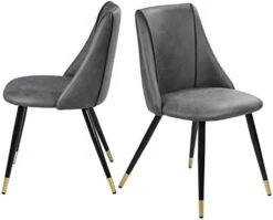 FurnitureR Mid-Century Dining Room Chairs Set Of 2, Side Chair Velvet Upholstered Seat With Metal Frame, Yellow -Safavieh Furniture 41g6tRTVlrL. AC