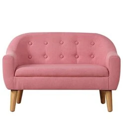 Koopo Kids Sofa,Linen Fabric 2-Seater Upholstered Couch,Perfect For Children Gift(30-Inch) (Pink)