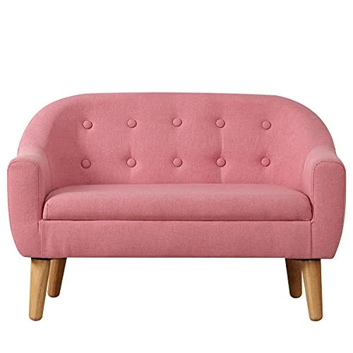 Koopo Kids Sofa,Linen Fabric 2-Seater Upholstered Couch,Perfect For Children Gift(30-Inch) (Pink) 1 Koopo Kids Sofa,Linen Fabric 2-Seater Upholstered Couch,Perfect For Children Gift(30-Inch) (Pink)
