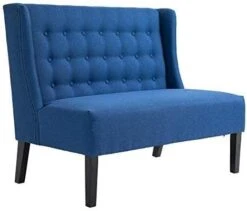 HOMCOM Wingback Double Sofa Linen Fabric Upholstery Button Tufted Loveseat Armless Couch Modern Contemporary Living Room Settee With Wood Legs, Grey -Safavieh Furniture 41gGKKB52iL. AC