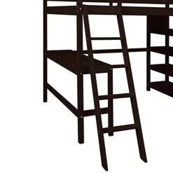 TooTcps Full Size Loft Bed, Solid Wood Full Size Loft Bed Frame With Desk And Shelves, Ladder, Guardrails For Girls Boys Bedrooms (Espresso) -Safavieh Furniture 41gGUzocVTL