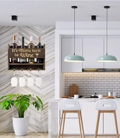 Bezrat Wall Mounted Wine Rack - 4 Wine Glasses Included - Wine Glasses & Bottle Gifts For Mom It's Moms Turn To Wine, Are Funny Mom Gifts, Make Great Birthday Gifts For Mom -Safavieh Furniture 41gNkwwycDL