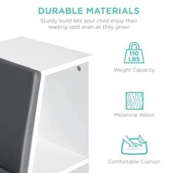 Best Choice Products 6-Cubby Kids Bedroom Storage Organizer, Multi-Purpose Bookcases, Shelf Furniture Decoration W/Cushioned Reading Nook - White 11 Best Choice Products 6-Cubby Kids Bedroom Storage Organizer, Multi-Purpose Bookcases, Shelf Furniture Decoration W/Cushioned Reading Nook - White -Safavieh Furniture 41gO5gl4n3L