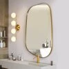 ANDY STAR Irregular Mirror Asymmetrical Mirror For Wall 24x36” Brushed Gold Bathroom Mirror, Modern Wall Mirror For Living Room Bathroom Vanity Framed Mirror Artistic Mirror 1” Deep Set Design