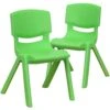 Flash Furniture Whitney 2 Pack Green Plastic Stackable School Chair With 12" Seat Height