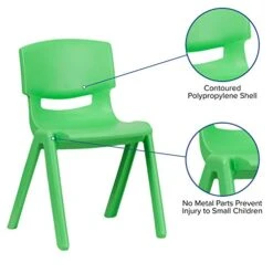 Flash Furniture Whitney 2 Pack Green Plastic Stackable School Chair With 15.5" Seat Height -Safavieh Furniture 41gRsRf2ZpL