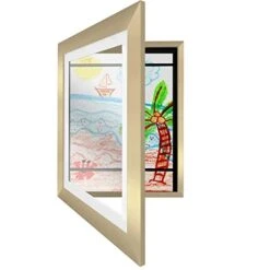 ROFISH Artwork Frame Childs Picture Storage Frame Kids Art Display For Wall Document Projects Storage Case Gifts For Children, Friends (Color : Gold)