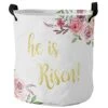 Laundry Hamper Storage Bins With Handles, Happy Easter Spring Fresh Floral Flowers He Is Risen Waterproof Collapsible Clothes Organizer Basket Toys Box For Bedroom, Baby Room