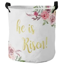 Laundry Hamper Storage Bins With Handles, Happy Easter Spring Fresh Floral Flowers He Is Risen Waterproof Collapsible Clothes Organizer Basket Toys Box For Bedroom, Baby Room