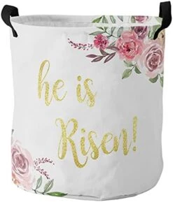 Laundry Hamper Storage Bins With Handles, Happy Easter Spring Fresh Floral Flowers He Is Risen Waterproof Collapsible Clothes Organizer Basket Toys Box For Bedroom, Baby Room -Safavieh Furniture 41gczrJJQJL. AC