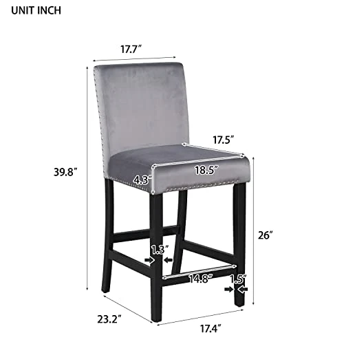 Dining Table Set For 4, Counter Height Dining Table Set With Faux Marble Dining Table And 4 Upholstered-Seat Chairs, 5 Piece Dining Room Table Set For Kitchen And Living Room Furniture, Gray 5 Dining Table Set For 4, Counter Height Dining Table Set With Faux Marble Dining Table And 4 Upholstered-Seat Chairs, 5 Piece Dining Room Table Set For Kitchen And Living Room Furniture, Gray - Image 5