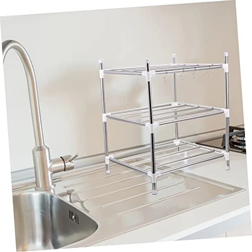 BUGUUYO 1pc Kitchen Storage Rack Metal Shelving Rack Metal Bakers Rack Adjustable Plant Stand Stainless Steel Storage Rack Countertop Shelf Organizer Seasoning Rack Kitchen Supplies Metal 5 BUGUUYO 1pc Kitchen Storage Rack Metal Shelving Rack Metal Bakers Rack Adjustable Plant Stand Stainless Steel Storage Rack Countertop Shelf Organizer Seasoning Rack Kitchen Supplies Metal - Image 5
