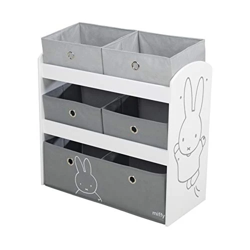 Roba Miffy® Play Shelf - Bunny Grey Children's Multi-Bin Toy Organizer, Shelf Storage Cabinet With 5 Fabric Boxes, Boys & Girls 2 Roba Miffy® Play Shelf - Bunny Grey Children's Multi-Bin Toy Organizer, Shelf Storage Cabinet With 5 Fabric Boxes, Boys & Girls - Image 2