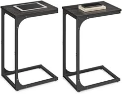 VASAGLE C-Shaped End Table, Small Side Table For Couch, Sofa Table With Metal Frame For Living Room, Bedroom, Bedside, Rustic Brown And Black -Safavieh Furniture 41gu3pxT7L. AC