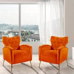 Sucrever Green Accent Chairs Set Of 2 With Armrests/Pillow, Upholstered Wingback Chair, Comfy Tufted Easy Stylish Velvet Accent Chair Set Of 2 For Bedroom Living Room Club And Fireplace -Safavieh Furniture 41gzpY6KozL. AC