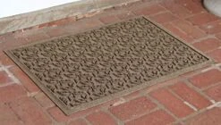 Bungalow Flooring Waterhog Door Mat, 3' X 5' Made In USA, Durable And Decorative Floor Covering, Skid Resistant, Indoor/Outdoor, Water-Trapping, Dogwood Leaf Collection, Dark Brown -Safavieh Furniture 41hCNVR2V4L. AC