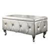 Christies Home Living Silver Crystal Tufted Storage Bench,