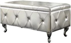 Christies Home Living Silver Crystal Tufted Storage Bench, -Safavieh Furniture 41hEs2BuvfL. AC