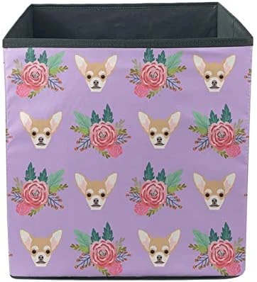 AFPANQZ Floral Chihuahua Large Sized Storage Baskets Collapsible Convenient Home Organizer Containers For Clothes Kids Toys Baby Clothing Nersury Hamper 13x13x13 Save Place Basket 15 AFPANQZ Floral Chihuahua Large Sized Storage Baskets Collapsible Convenient Home Organizer Containers For Clothes Kids Toys Baby Clothing Nersury Hamper 13x13x13 Save Place Basket - Image 15