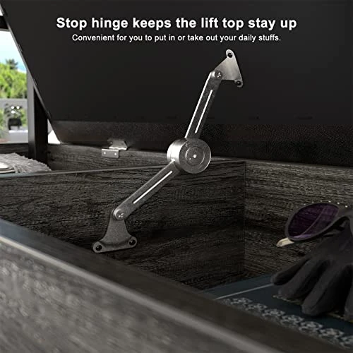 Homieasy Storage Shoe Bench With Padded Seat, Entryway Bench With Lift Top Storage Box, Industrial Shoe Rack Bench PU Leather Cushion Holds Up To 250 LB For Entryway Bedroom Hallway, Black Oak 5 Homieasy Storage Shoe Bench With Padded Seat, Entryway Bench With Lift Top Storage Box, Industrial Shoe Rack Bench PU Leather Cushion Holds Up To 250 LB For Entryway Bedroom Hallway, Black Oak - Image 5