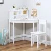 UTEX Kids Desk,Wooden Study Desk With Chair For Children,Writing Desk With Storage And Hutch For Home School Use,White