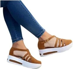 XHLEMON Sandals For Women Casual Dressy Summer Slip On Ankle Strap Platform Wedges Flat Buckle Up Walking Shoes -Safavieh Furniture 41hJwq04i6L. AC