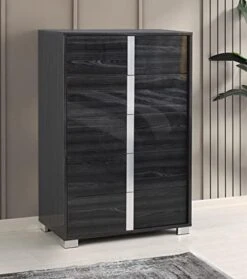 GENERIC Roma Bonded Leather LED Platform Bedroom Set (King Bed, 2 Nightstands, Dresser, Mirror, Chest), Tiger Gray 11 GENERIC Roma Bonded Leather LED Platform Bedroom Set (King Bed, 2 Nightstands, Dresser, Mirror, Chest), Tiger Gray -Safavieh Furniture 41hNd24drzL