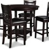 New Classic Furniture Gia 5-Piece Round Counter Height Dining Set With 1 Dining Table And 4 Chairs, 42-Inch, Ebony