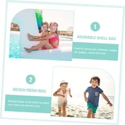 Unomor Kids Beach Bag Shopping Tote Poppets For Kids Mesh Beach Bag Mesh Bag Drawstring Mesh Tote Small Mesh Bag Toy Bag Kids Beach Pouch Portable Beach Bag Green Drawstring Grid Sandbag -Safavieh Furniture 41hmCX2bVEL