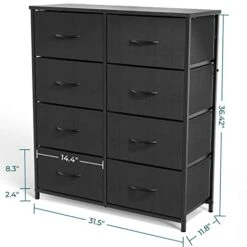 SMUG Dresser, Drawers Dresser For Bedroom Cabinet Organizers Wood Top Table Furniture With 8 Fabric Storage Drawers Chest Tower Unit, Chest Of Drawers For Closet, Living Room, Hallway, Porch