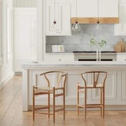 Amazon Brand – Stone & Beam Wishbone Counter-Height Barstool, 35.5"H, Rubberwood, Natural / Natural -Safavieh Furniture 41hx0JcLAyL