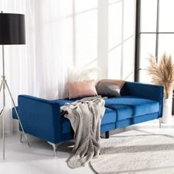 Safavieh Home Chelsea Modern Navy And Chrome Foldable Futon Sofa Bed -Safavieh Furniture 41i1LhLYuUL. AC