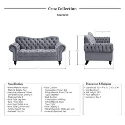 Lexicon Cruz Living Room Loveseat, Dark Gray -Safavieh Furniture 41i4GCv75vL
