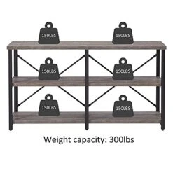 BON AUGURE Rustic Console Table Behind Sofa, Industrial Entryway Table With Storage Shelves, 3 Tier Long Bookshelf For Entry (55 Inch, Dark Grey Oak) 10 BON AUGURE Rustic Console Table Behind Sofa, Industrial Entryway Table With Storage Shelves, 3 Tier Long Bookshelf For Entry (55 Inch, Dark Grey Oak) -Safavieh Furniture 41i9mXtBU0L