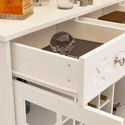 ECACAD Large Kitchen Pantry Storage Cabinet With Glass Doors, Drawers & Open Shelves, Freestanding Kitchen Cupboard Buffet Cabinet With Wine Rack For Living Room, White 11 ECACAD Large Kitchen Pantry Storage Cabinet With Glass Doors, Drawers & Open Shelves, Freestanding Kitchen Cupboard Buffet Cabinet With Wine Rack For Living Room, White -Safavieh Furniture 41iEXxwotiL