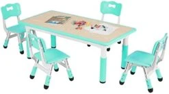 Arlopu Toddler Table And Chair Set Height Adjustable, Kids Activity Table For Reading, Drawing, Eating, Studying, Parent-Child Interaction, Max 220lbs (Grey) -Safavieh Furniture 41iINeMp5NL. AC