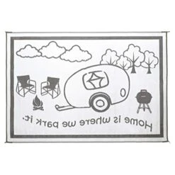 Stylish Camping RH8181 Black/White 8-Feet X 18-Feet RV Home Mat