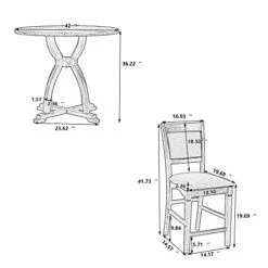 RUNWON Farmhouse 5-Piece Round Table Set With Trestle Legs And 4 Upholstered Dining Chairs-Rustic Furniture, Gray -Safavieh Furniture 41iRgvM9OeL