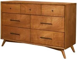Alpine Furniture Flynn Mid Century Modern 7 Drawer Dresser, 56" W X 19" D X 36.5" H, Acorn -Safavieh Furniture 41iSRBFm14L. AC