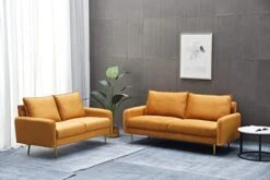 INSTORY Velvet Sofa Set Modern Sofa & Loveseat Set 2 Piece Tufted Couch Set With Metal Legs For Living Room, Office, Bedroom - Ginger 19 INSTORY Velvet Sofa Set Modern Sofa & Loveseat Set 2 Piece Tufted Couch Set With Metal Legs For Living Room, Office, Bedroom - Ginger -Safavieh Furniture 41iTgjt5LJL