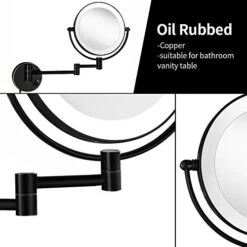 Gecious 10x Wall Mounted Lighted Mirror, Double-Sided 8 Inches,Double Sided 10x Magnifying Mirror For Bathroom Vanity Mirror, 13-Inch Extension, Plug In, Brass Oil Rubbed Bronze -Safavieh Furniture 41iXKMmrhhL